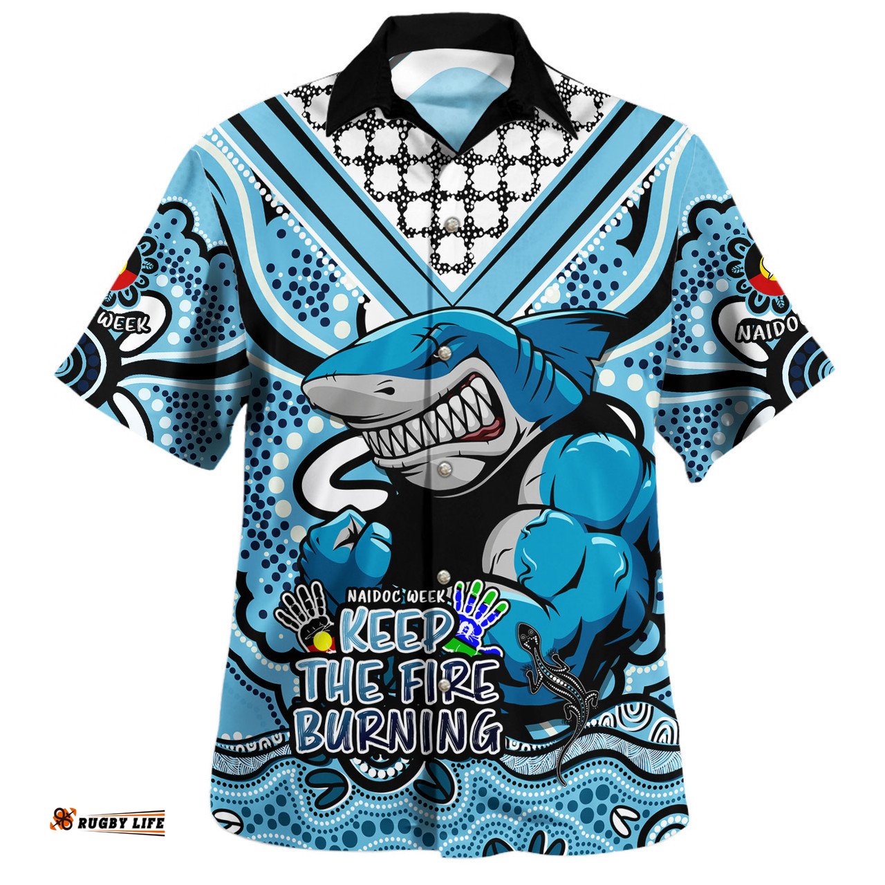Cronulla-Sutherland Sharks Hawaiian Shirt Aboriginal Inspired Naidoc Week Custom For Die Hard Fan Supporters