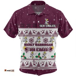 Manly Warringah Sea Eagles Christmas Custom Hawaiian Shirt - Special Ugly Christmas Hawaiian Shirt