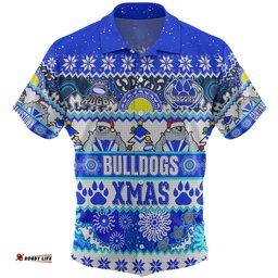 Canterbury-Bankstown Bulldogs Christmas Aboriginal Custom Hawaiian Shirt - Indigenous Knitted Ugly Xmas Style Hawaiian Shirt