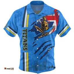 Gold Coast Titans Hawaiian Shirt - Happy Australia Day Flag Scratch Style
