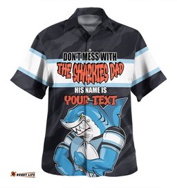 Cronulla-Sutherland Sharks Father's Day Hawaiian Shirt - Screaming Dad and Crazy Fan