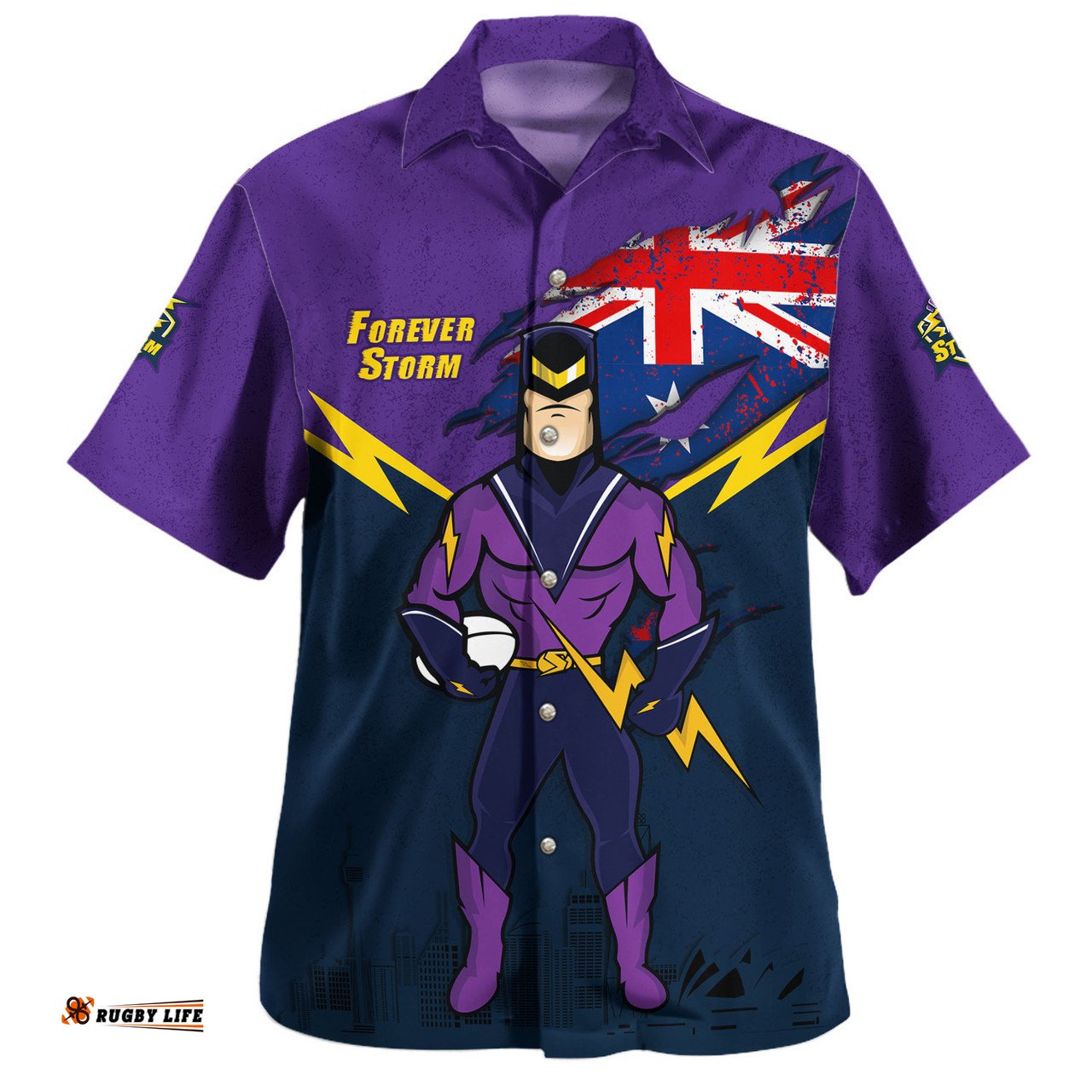 Melbourne Storm Hawaiian Shirt Custom For Die Hard Fan Australia Flag Scratch Style