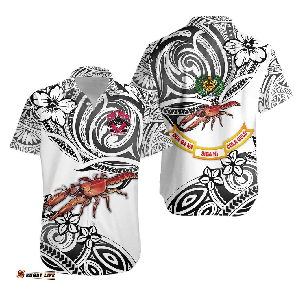 Rewa Rugby Union Fiji Hawaiian Shirt Unique Vibes White
