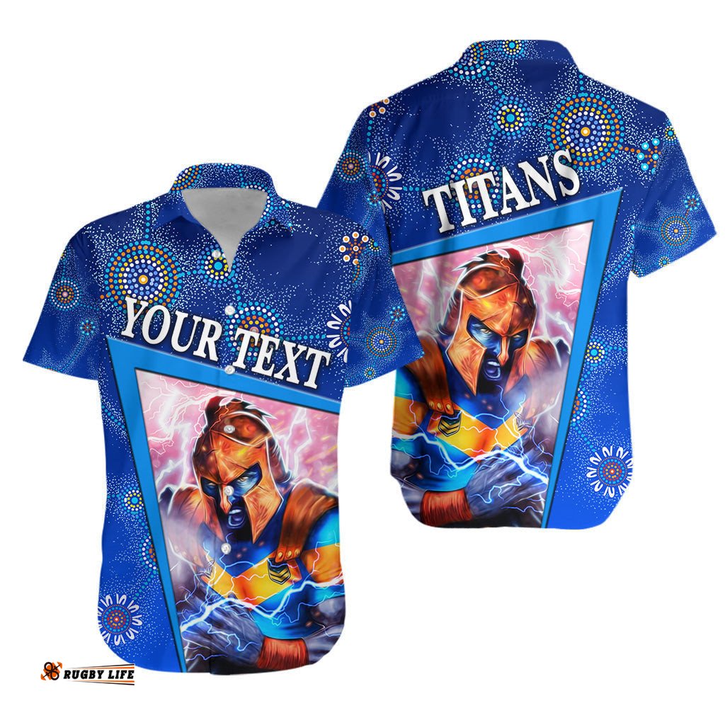 Custom Personalised Gold Coast Titans Hawaiian Shirt Indigenous Limited Edition
