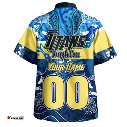 Gold Coast Titans Custom Hawaiian Shirt - Gold Coast Titans For Life With Aboriginal Style Hawaiian Shirt