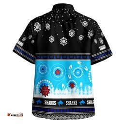 Cronulla-Sutherland Sharks Christmas Hawaiian Shirt - Custom Cronulla-Sutherland Sharks Ugly Christmas And Aboriginal Patterns Hoodie