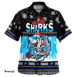 Cronulla-Sutherland Sharks Christmas Hawaiian Shirt - Custom Cronulla-Sutherland Sharks Ugly Christmas And Aboriginal Patterns Hoodie