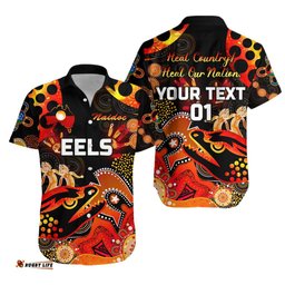 Custom Personalised Parramatta Hawaiian Shirt Eels Indigenous NAIDOC Heal Country! Heal Our Nation Black, Custom Text And Number