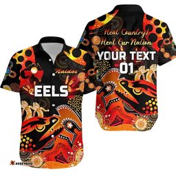 Custom Personalised Parramatta Hawaiian Shirt Eels Indigenous NAIDOC Heal Country! Heal Our Nation Black, Custom Text And Number