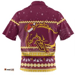 Brisbane Broncos Christmas Custom Hawaiian Shirt - Ugly Xmas And Aboriginal Patterns For Die Hard Fan Hawaiian Shirt