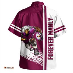 Manly Warringah Sea Eagles Hawaiian Shirt - Manly Warringah Sea Eagles Mascot Quater Style