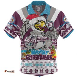 Manly Warringah Sea Eagles Christmas Custom Hawaiian Shirt - Manly Santa Aussie Big Things Hawaiian Shirt