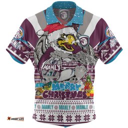 Manly Warringah Sea Eagles Christmas Custom Hawaiian Shirt - Manly Santa Aussie Big Things Hawaiian Shirt