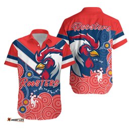 RooSTERS Hawaiian Shirt Red Aboriginal Rugby