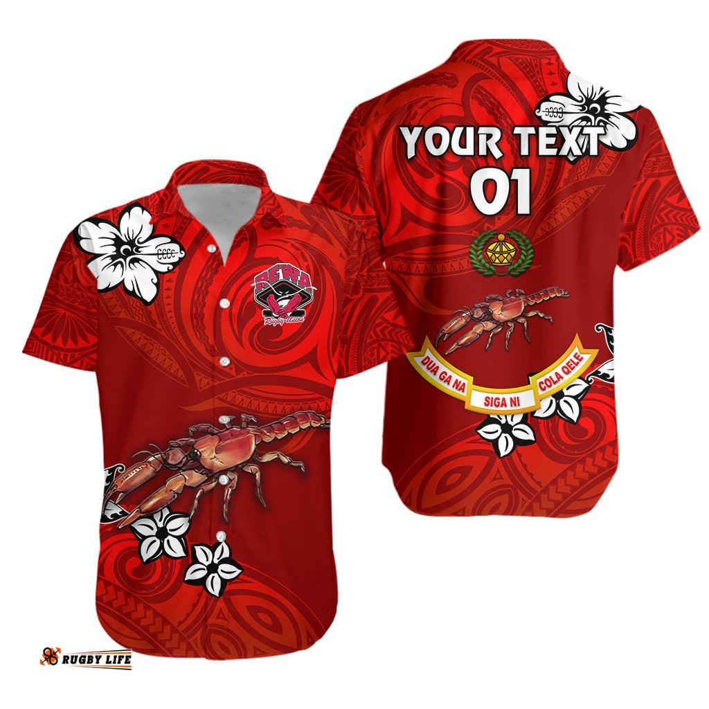 Custom Personalised Rewa Rugby Union Fiji Hawaiian Shirt Unique Vibes Full Red, Custom Text And Number