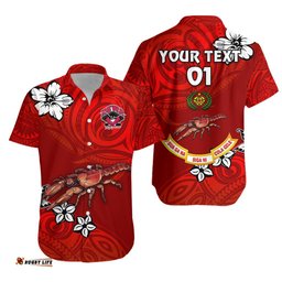 Custom Personalised Rewa Rugby Union Fiji Hawaiian Shirt Unique Vibes Full Red, Custom Text And Number