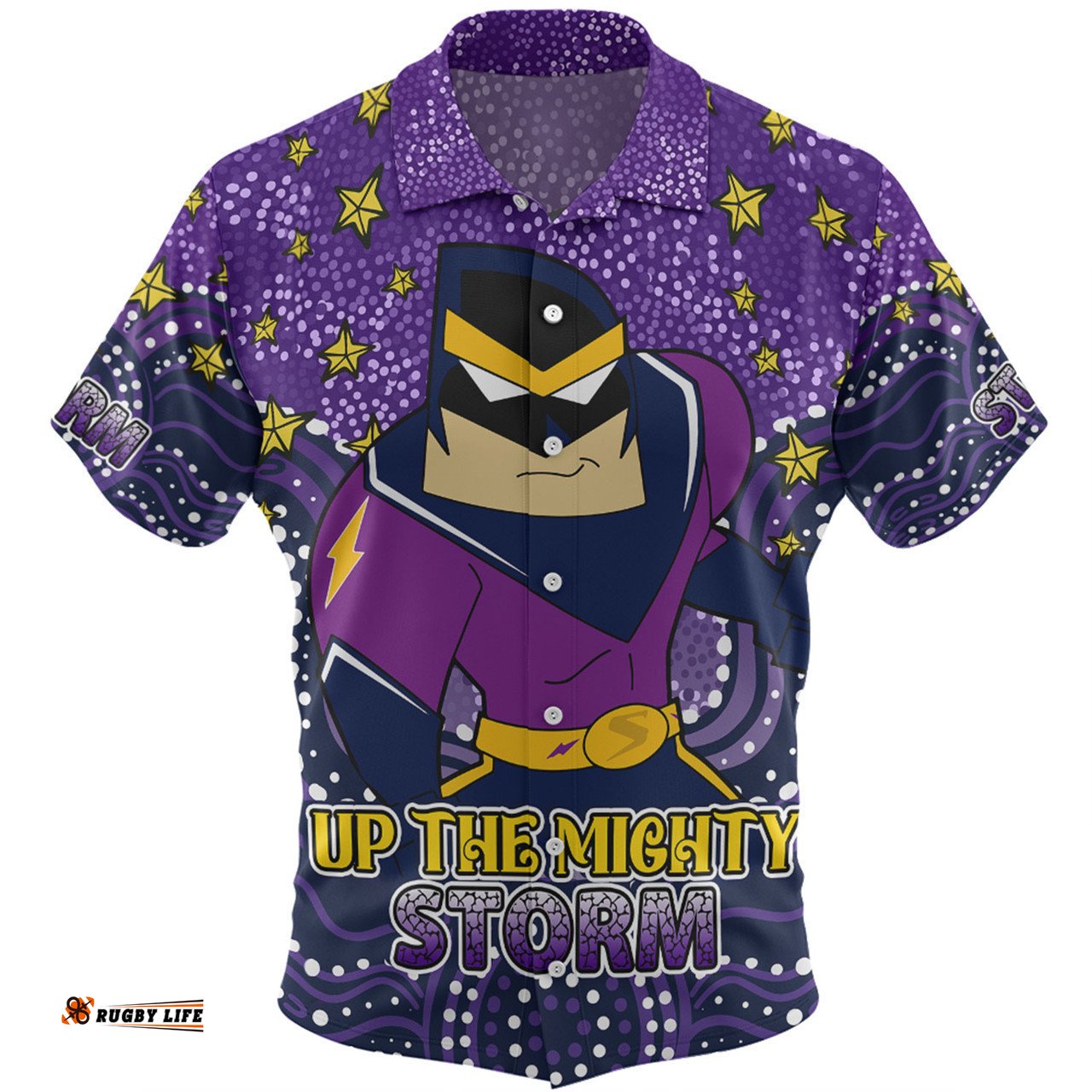 Melbourne Storm Custom Hawaiian Shirt - Custom With Aboriginal Inspired Style Of Dot Painting Patterns Hawaiian Shirt
