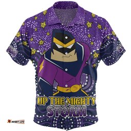 Melbourne Storm Custom Hawaiian Shirt - Custom With Aboriginal Inspired Style Of Dot Painting Patterns Hawaiian Shirt