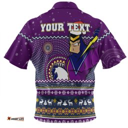 Melbourne Storm Christmas Custom Hawaiian Shirt - Ugly Xmas And Aboriginal Patterns For Die Hard Fan Hawaiian Shirt