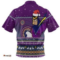 Melbourne Storm Christmas Custom Hawaiian Shirt - Ugly Xmas And Aboriginal Patterns For Die Hard Fan Hawaiian Shirt