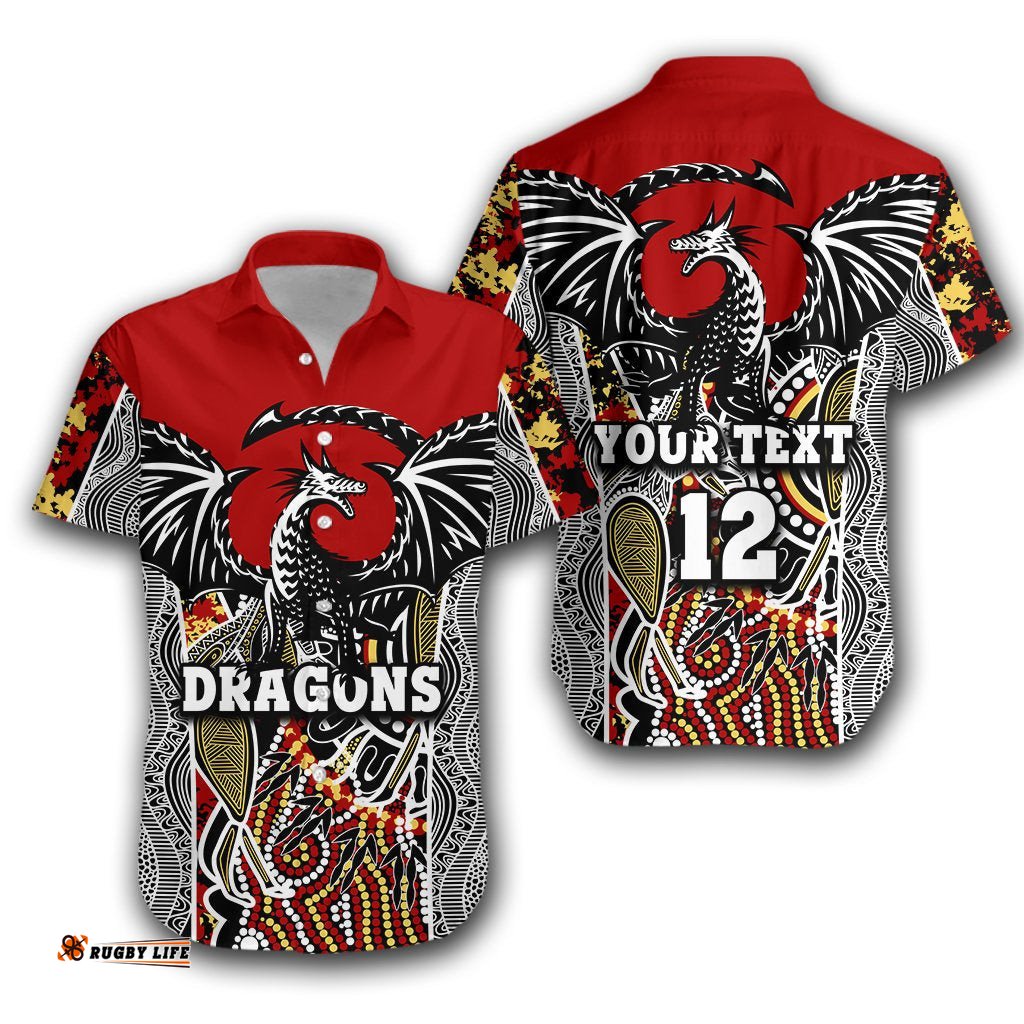 Custom Personalised Dragons Hawaiian Shirt St. George Aboriginal Sport Style