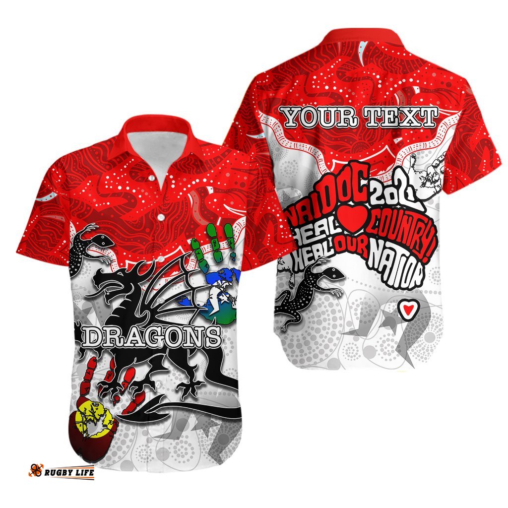 Custom Personalised NAIDOC St. George Illawarra Dragons Hawaiian Shirt Tribal Style