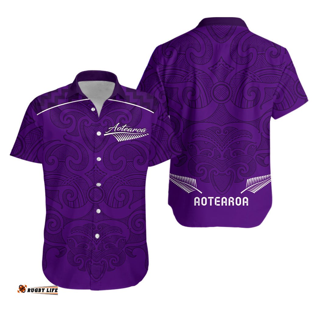 Maori Hawaiian Shirt Purple Aotearoa Tattoo