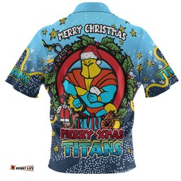 Gold Coast Titans Christmas Custom Hawaiian Shirt - Merry Christmas Our Beloved Team With Aboriginal Dot Art Pattern Hawaiian Shirt