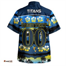 Gold Coast Titans Sport Hawaiian Shirt - Tropical Hibiscus and Coconut Trees