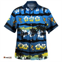 Gold Coast Titans Sport Hawaiian Shirt - Tropical Hibiscus and Coconut Trees