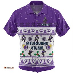 Melbourne Storm Christmas Custom Hawaiian Shirt - Special Ugly Christmas Hawaiian Shirt
