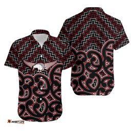 New Zealand Hawaiian Shirt Maori Graphic Tee patterns Red