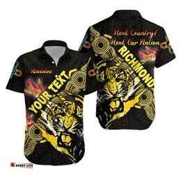 Custom Personalised Richmond Tigers Hawaiian Shirt NAIDOC Heal Country! Heal Our Nation Powerful