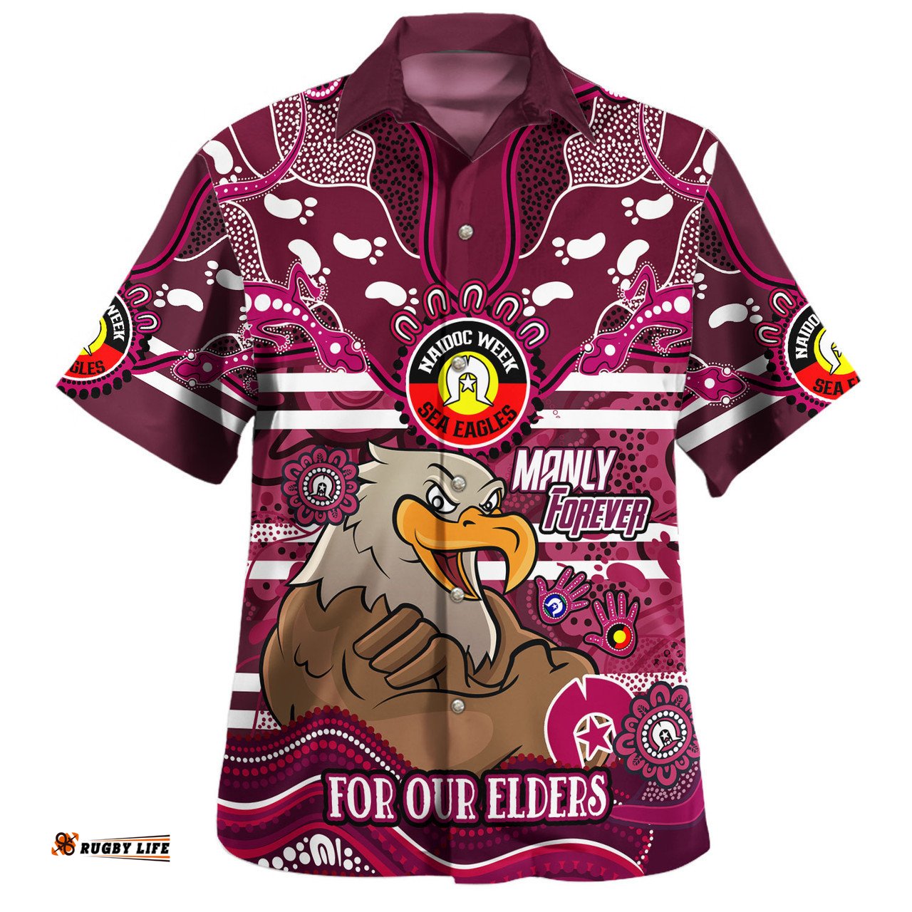 Manly Warringah Sea Eagles Custom Hawaiian Shirt - For Our Elders Home Jersey Shirt