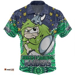 Canberra Raiders Custom Hawaiian Shirt - Custom With Aboriginal Inspired Style Of Dot Painting Patterns Hawaiian Shirt