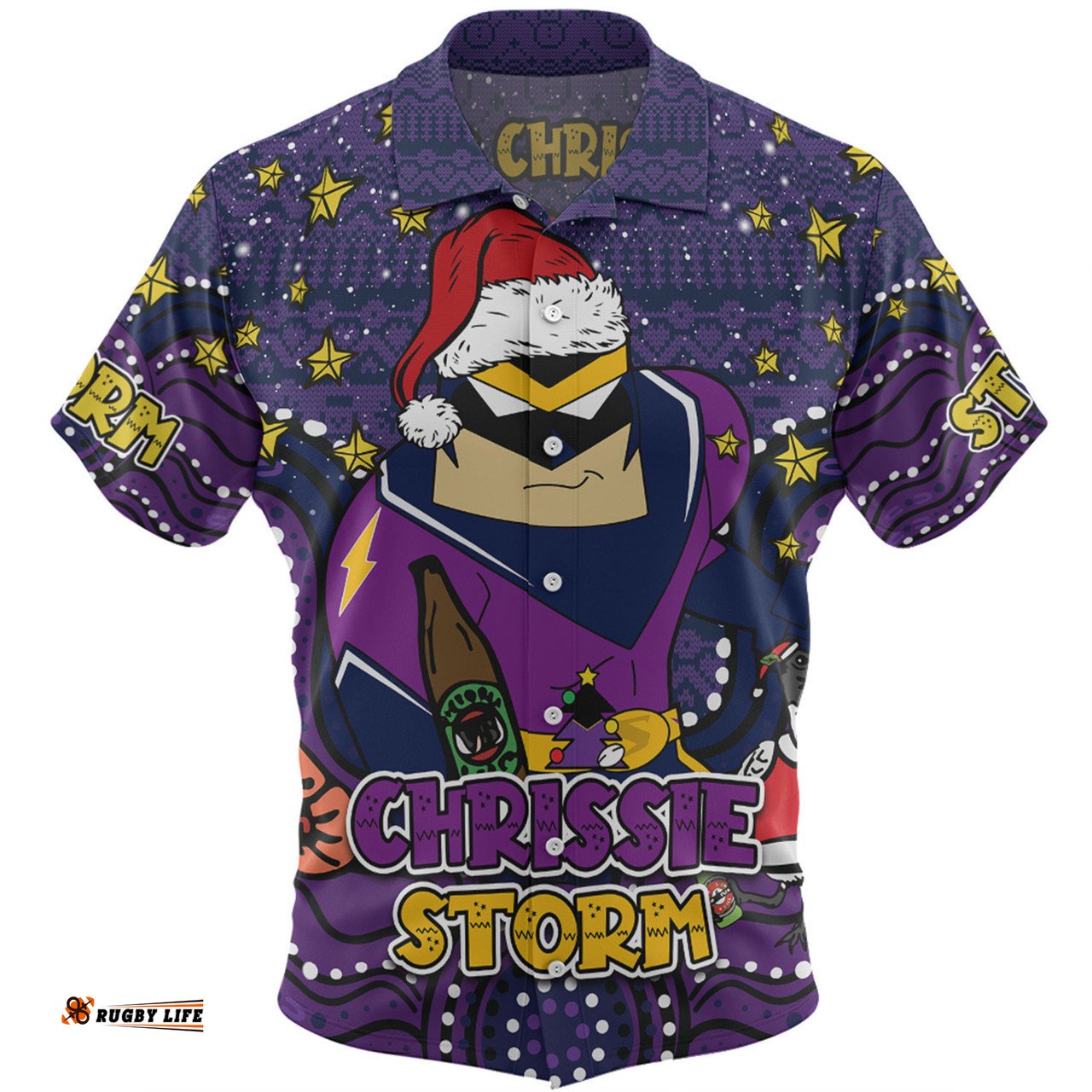 Melbourne Storm Christmas Custom Hawaiian Shirt - Christmas Knit Patterns Vintage Jersey Ugly Hawaiian Shirt