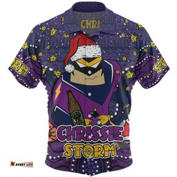 Melbourne Storm Christmas Custom Hawaiian Shirt - Christmas Knit Patterns Vintage Jersey Ugly Hawaiian Shirt