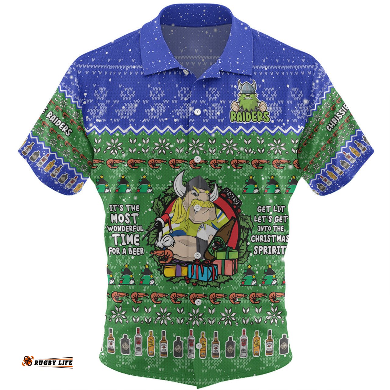 Canberra Raiders Christmas Custom Hawaiian Shirt - Chrissie Spirit Hawaiian Shirt