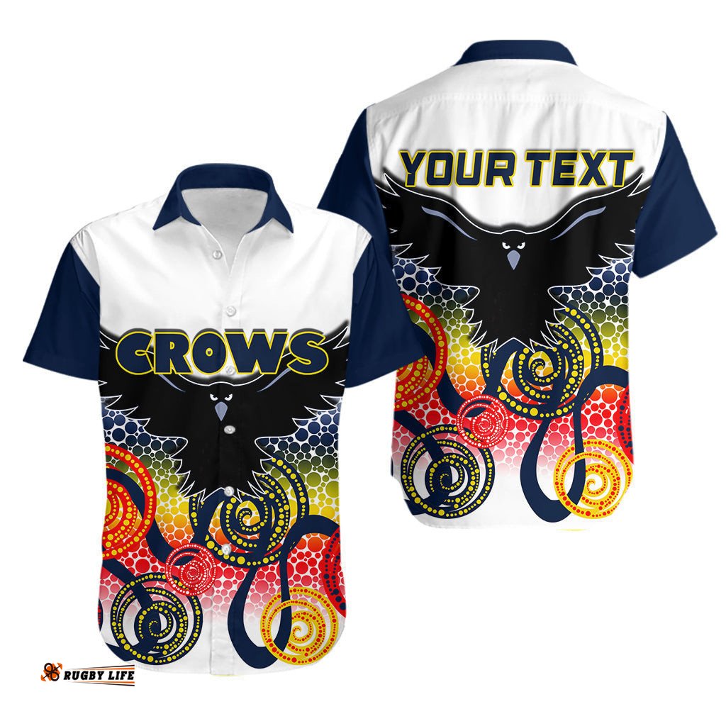 Custom Personalised Adelaide Crows Hawaiian Shirt Indigenous White Color