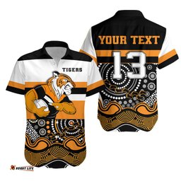 Custom Personalised Tigers Indigenous Hawaiian Shirt Wests Custom Text and Number