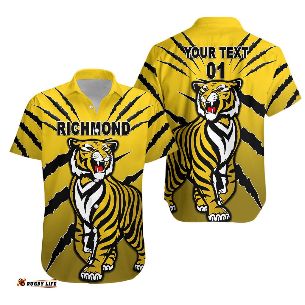 Custom Personalised Richmond Tigers Hawaiian Shirt Original Version Yellow, Custom Text And Number