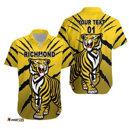 Custom Personalised Richmond Tigers Hawaiian Shirt Original Version Yellow, Custom Text And Number
