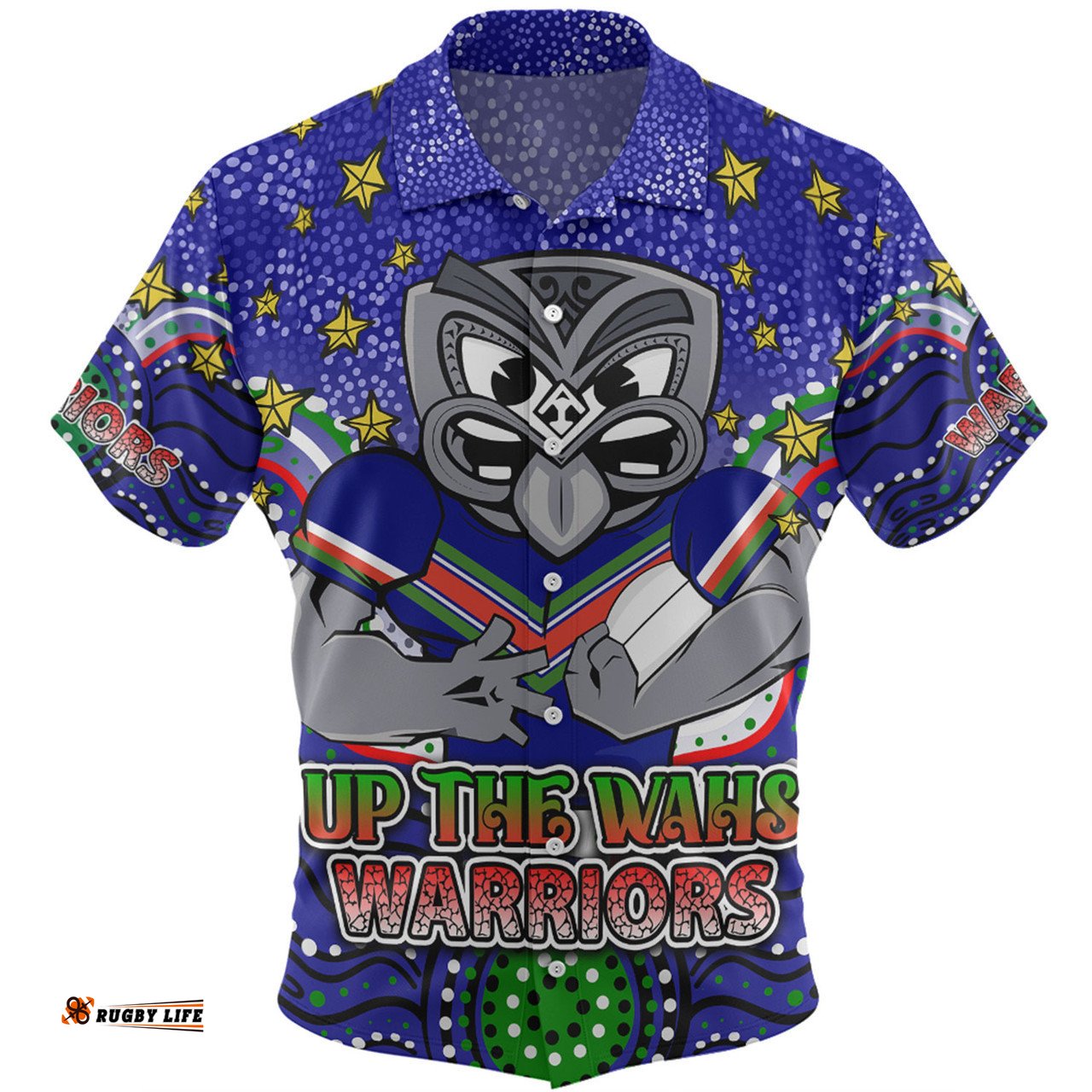 New Zealand Warriors Custom Hawaiian Shirt - Custom With Aboriginal Inspired Style Of Dot Painting Patterns Hawaiian Shirt