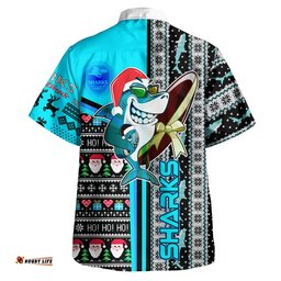 Cronulla-Sutherland Sharks Hawaiian Shirt - Merry Christmas Super Surfrider Sharkies Snowflakes Ho Ho Ho Hawaiian Shirt