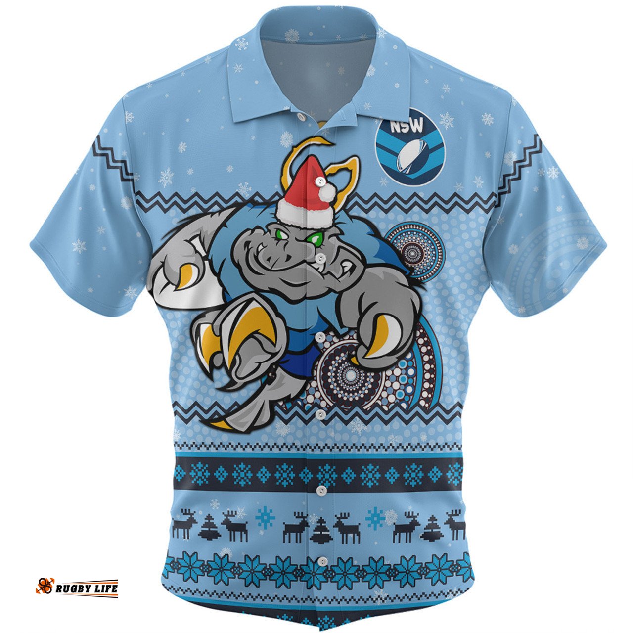New South Wales Cockroaches Christmas Custom Hawaiian Shirt - Ugly Xmas And Aboriginal Patterns For Die Hard Fan Hawaiian Shirt