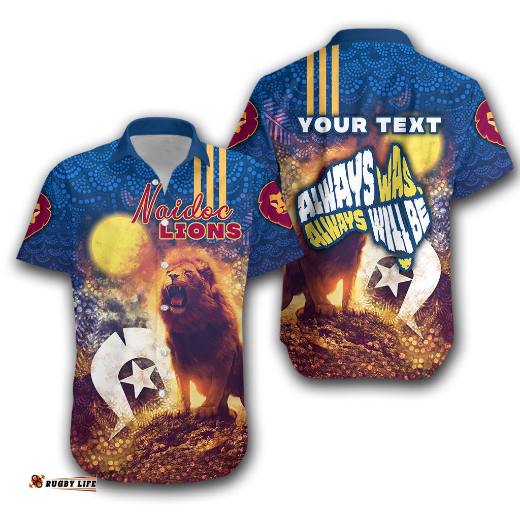 Custom Personalised Brisbane Hawaiian Shirt Lions NAIDOC Week 3D Sport Style