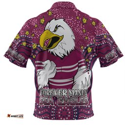 Manly Warringah Sea Eagles Custom Hawaiian Shirt - Custom With Aboriginal Inspired Style Of Dot Painting Patterns Hawaiian Shirt