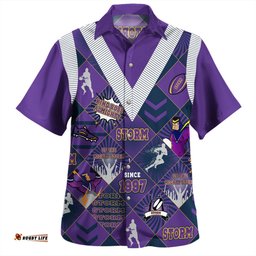 Melbourne Storm Hawaiian Shirt - Argyle Patterns Style Tough Fan Rugby For Life