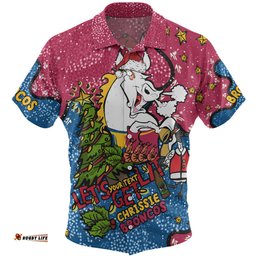 Brisbane Broncos Christmas Custom Hawaiian Shirt - Let's Get Lit Chrisse Pressie Hawaiian Shirt