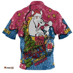 Brisbane Broncos Christmas Custom Hawaiian Shirt - Let's Get Lit Chrisse Pressie Hawaiian Shirt